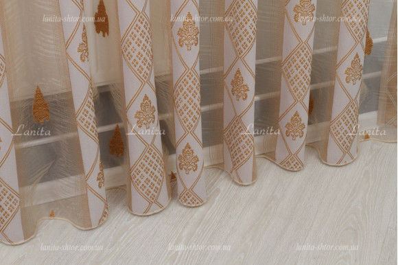 Тюль органза Mexx золотисто-теракотовий 2,51м/6,0м