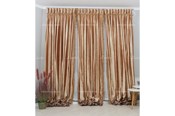 Штори велюр з бахромою 3 полотна Н-2,66м