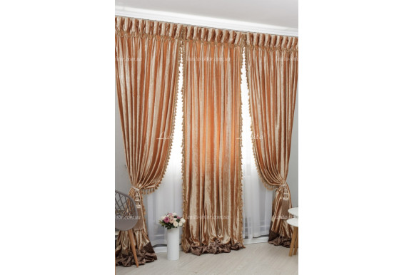 Штори велюр з бахромою 3 полотна Н-2,66м