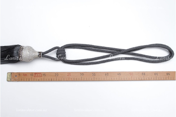 Китиці для штор зі стразами KDC-6327 темно-сірі