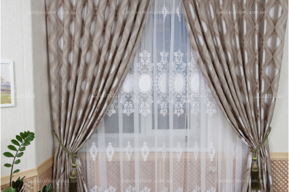 Готові штори сатин-жаккард Marvis GS-8140 2,68м/2*2,0м