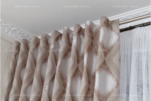 Готові штори сатин-жаккард Marvis GS-8140 2,68м/2*2,0м