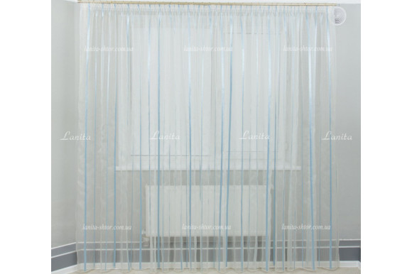 Готовый тюль органза Mexx голубой 2,51м/6,0м