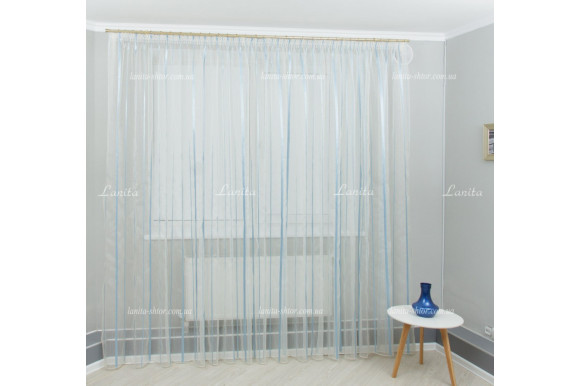 Готовый тюль органза Mexx голубой 2,51м/6,0м