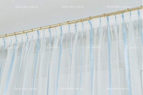 Готовый тюль органза Mexx голубой 2,51м/6,0м