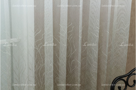 Готовый тюль жаккард омбре Jordan хаки 2,50м/5,0м