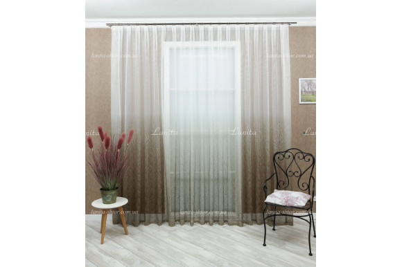 Готовый тюль жаккард омбре Jordan хаки 2,50м/5,0м