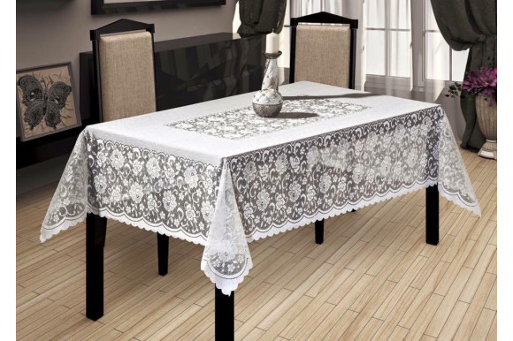 Скатертина мереживна біла SKG-4 160*220см