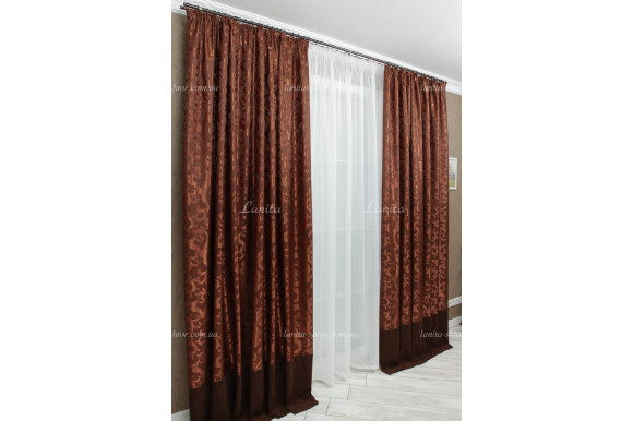 Готові штори вензель 0015 коричневі 2,55м/2*2,20м