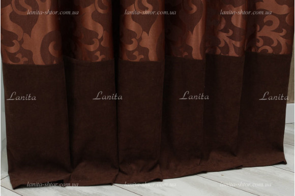 Готові штори вензель 0015 коричневі 2,55м/2*2,20м