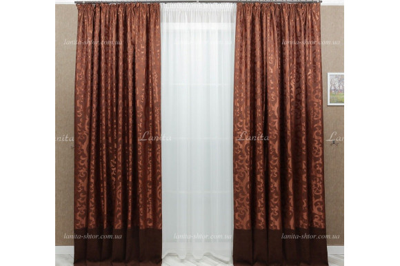 Готові штори вензель 0015 коричневі 2,55м/2*2,20м