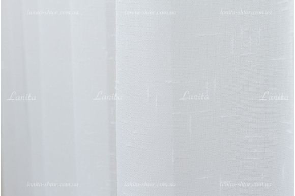 Тюль под лен однотонная белая Q-18-1