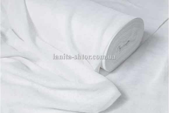 Тюль под лен однотонная белая Q-18-1