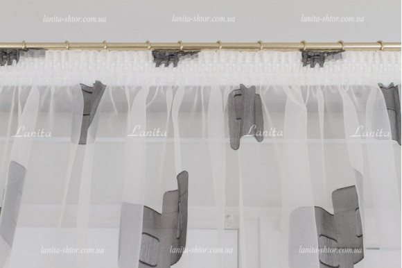 Готовый тюль органза Mexx серый  2,51м/6,0м