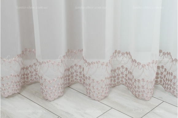 Тюль креп с вышивкой Floren TKV-7848 отрез 5,25 метра