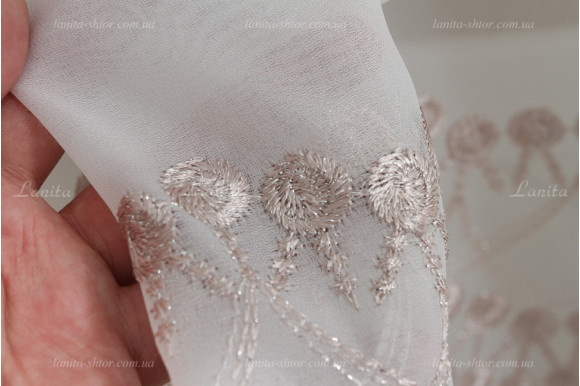 Тюль креп с вышивкой Floren TKV-7848 отрез 5,25 метра