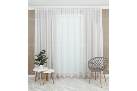 Тюль креп с вышивкой Floren TKV-7848 отрез 5,25 метра