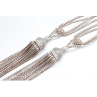 Кисти для штор со стразами KDC-6336 бело-бежевые