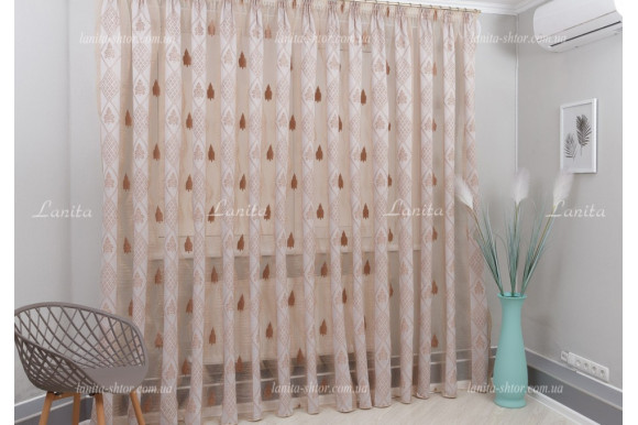 Тюль органза Mexx бронзово-карамельный 2,51м/6,0м