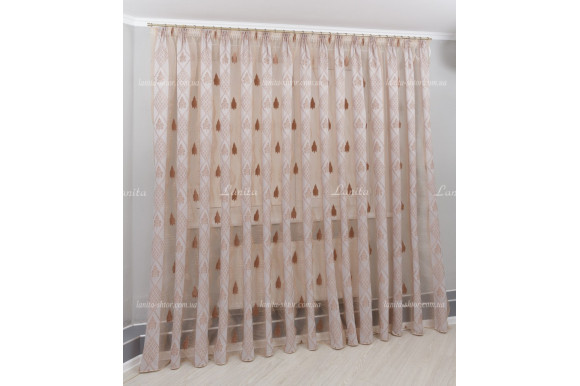 Тюль органза Mexx бронзово-карамельный 2,51м/6,0м