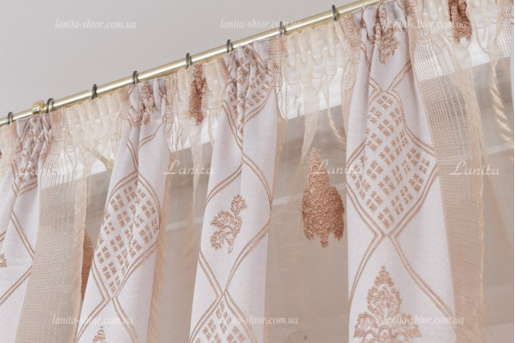 Тюль органза Mexx бронзово-карамельный 2,51м/6,0м