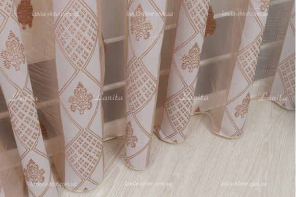 Тюль органза Mexx бронзово-карамельный 2,51м/6,0м