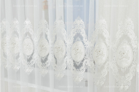 Тюль фатин со стразами Agila TFV-8151