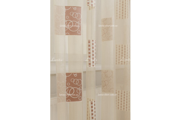 Готовый тюль органза Mexx коричневый 2,51м/6,0м