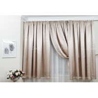 Готовые шторы блэкаут Auris песочные 1,60м/3*2,20м