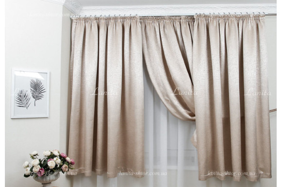 Готові штори блекаут Auris пісочний 1,60м/3*2,20м