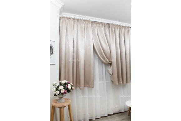 Готові штори блекаут Auris пісочний 1,60м/3*2,20м