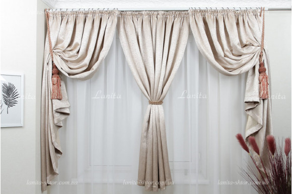 Готові штори блекаут Auris пісочний 1,60м/3*2,20м