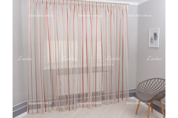 Тюль органза Mexx полоска бордовая 2,51м/6,0м