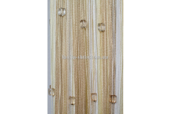 Штори-нитки веселка з каменями світло-бежеві