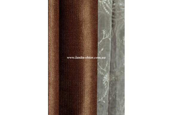 Штори велюр коричневі ВС25-524 відріз 4 метри