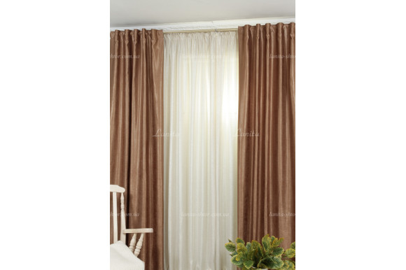 Штори велюр коричневі ВС25-524 відріз 4 метри