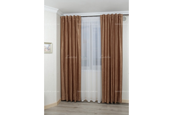 Штори велюр коричневі ВС25-524 відріз 4 метри