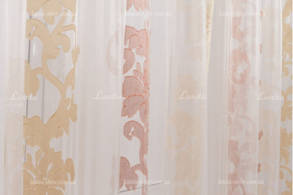 Тюль органза Mexx TOV бордово-золотистый 2,51м/6,0м