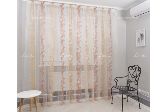 Тюль органза Mexx TOV бордово-золотистый 2,51м/6,0м