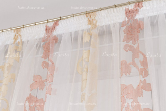 Тюль органза Mexx TOV бордово-золотистый 2,51м/6,0м