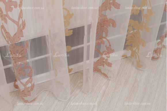 Тюль органза Mexx TOV бордово-золотистый 2,51м/6,0м