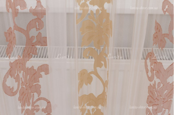 Тюль органза Mexx TOV бордово-золотистый 2,51м/6,0м