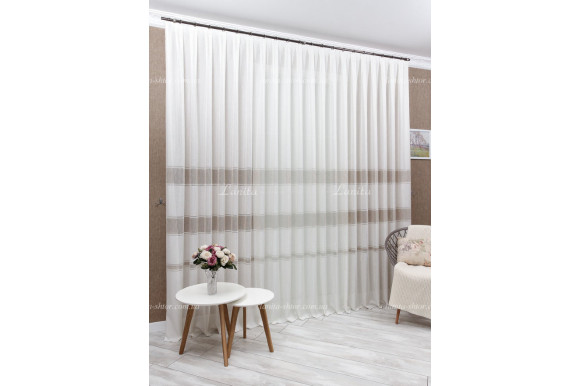 Готовий тюль льон в смужку Tara 2,51м/5,0м