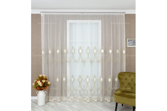 Тюль грек фатин со стразами Agila TFV-8164