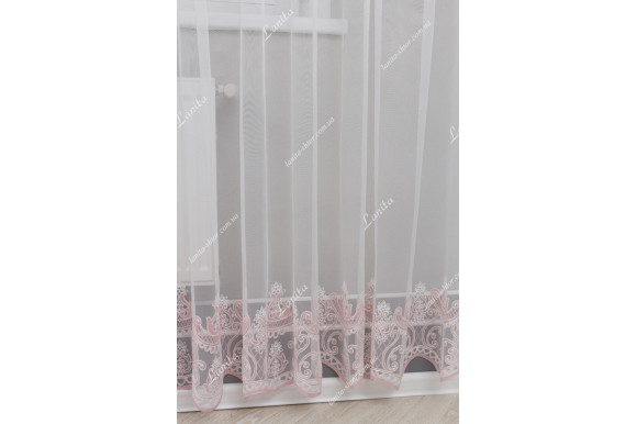 Тюль льон з вишивкою Levante TLV-1284 відріз 6,7 метри