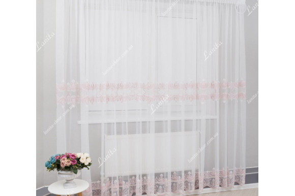 Тюль льон з вишивкою Levante TLV-1284 відріз 6,7 метри
