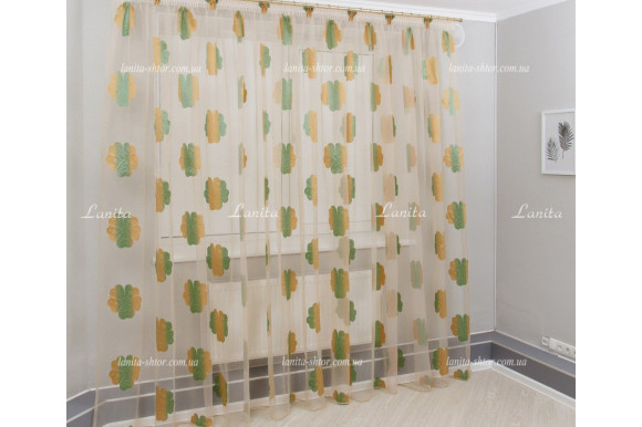 Тюль органза Mexx золотисто-салатовый 2,51м/6,0м