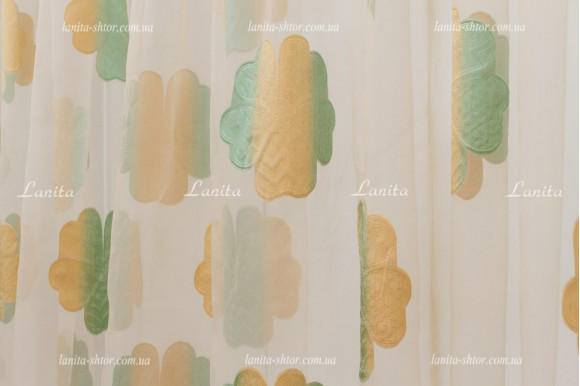 Тюль органза Mexx золотисто-салатовый 2,51м/6,0м