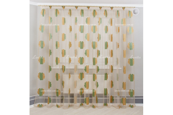 Тюль органза Mexx золотисто-салатовый 2,51м/6,0м