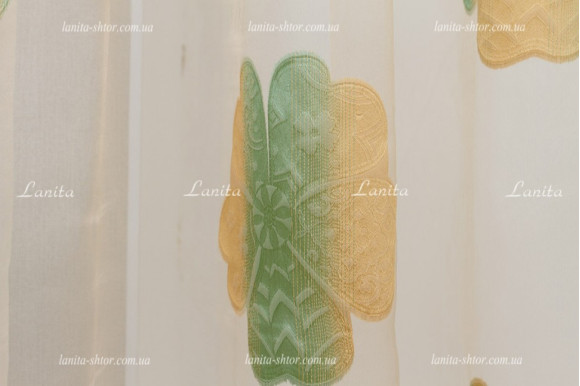 Тюль органза Mexx золотисто-салатовый 2,51м/6,0м